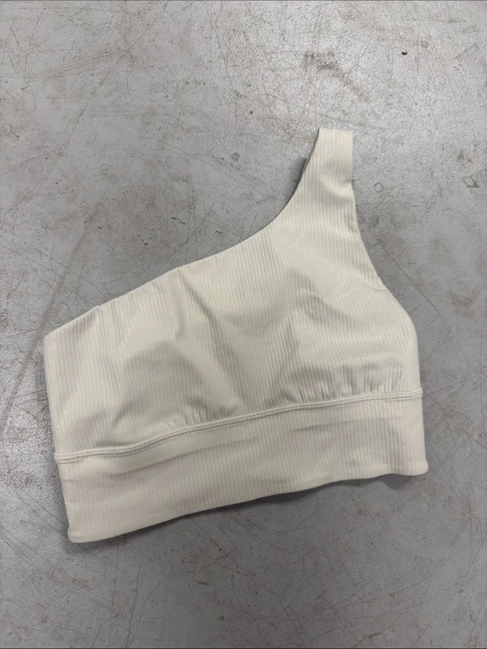 One-Shoulder Ribbed Bralette White/Ivory Shimmer LULULEMON Size 6